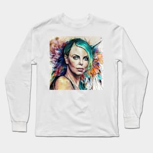 Portrait of Charlize with flowers Long Sleeve T-Shirt
